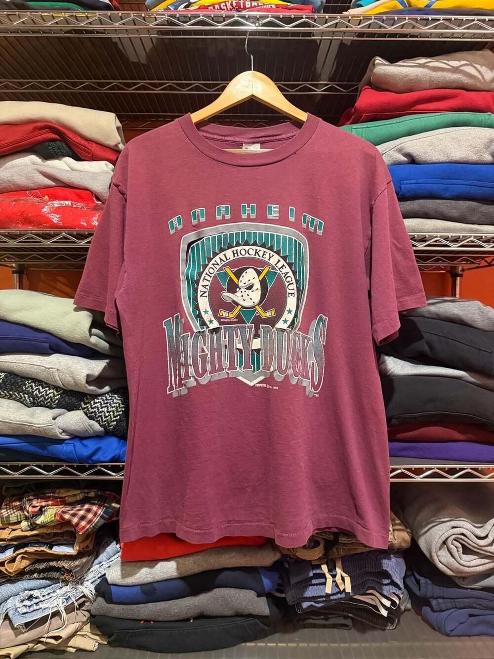 Vintage 1994 Competitor NHL Anaheim Mighty Ducks Maroon XL Made in USA